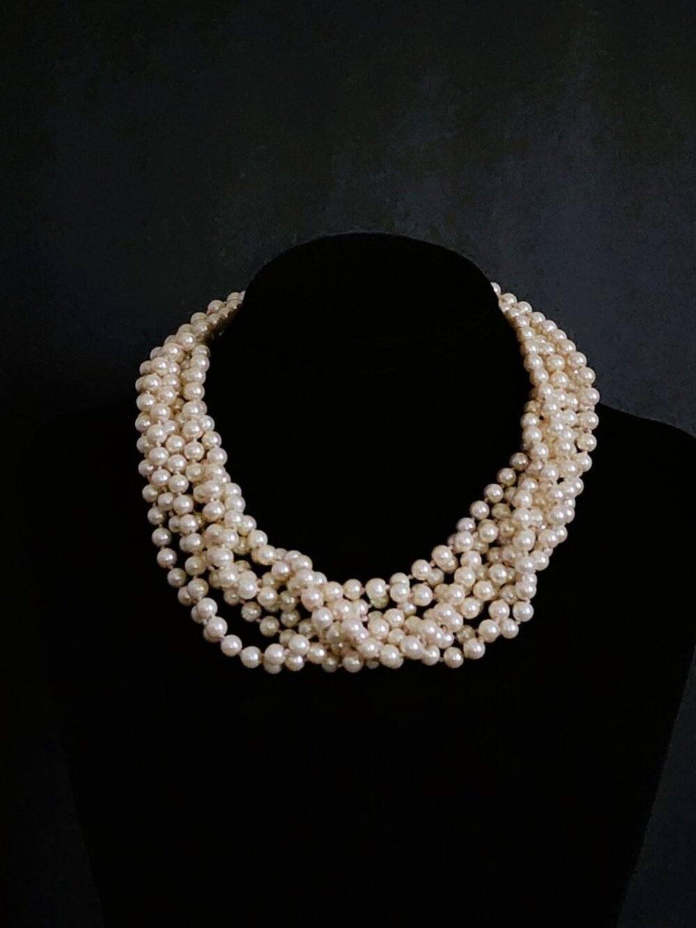2010 Signed J.CREW 4-Strand Knotted Faux Glass Pearl Opera Length Necklace 36"